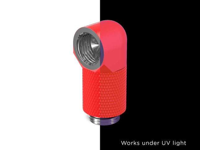 PrimoChill Male to Female G 1/4in. 90 Degree SX Rotary 20mm Extension Elbow Fitting - PrimoChill - KEEPING IT COOL UV Red