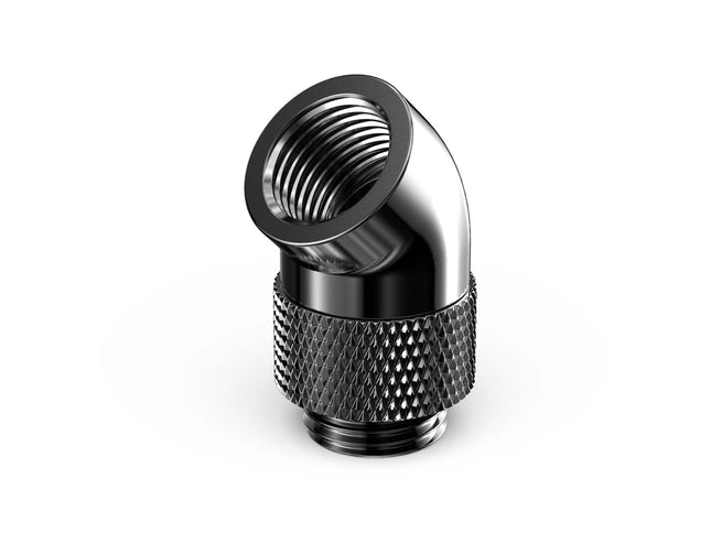 PrimoChill Male to Female G 1/4in. 45 Degree SX Rotary Elbow Fitting - PrimoChill - KEEPING IT COOL Dark Nickel