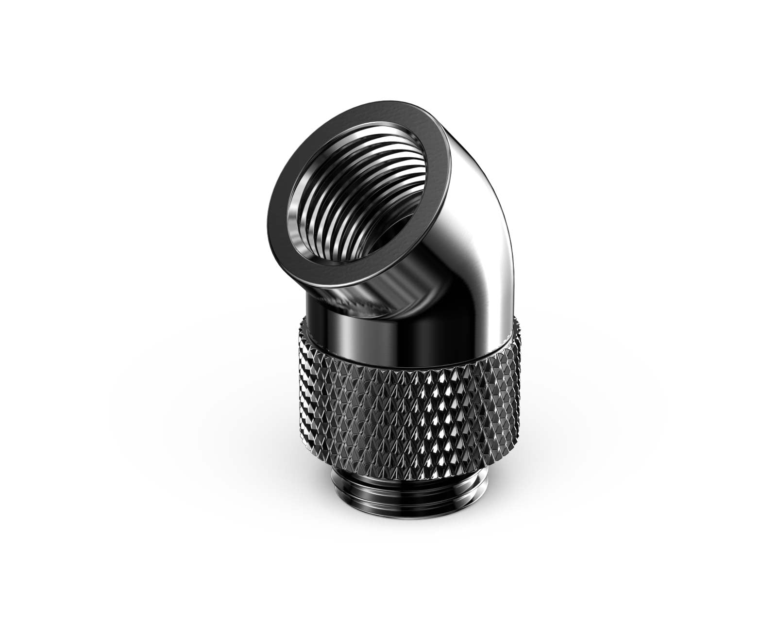 PrimoChill Male to Female G 1/4in. 45 Degree SX Rotary Elbow Fitting - PrimoChill - KEEPING IT COOL Dark Nickel