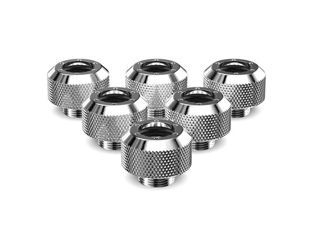PrimoChill 1/2in. Rigid RevolverSX Series Fitting - 6 pack - PrimoChill - KEEPING IT COOL Silver Nickel