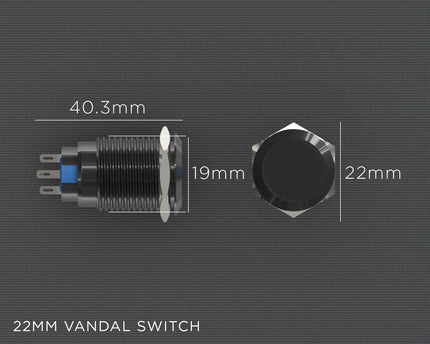 PrimoChill Black Aluminum Latching Vandal Resistant Switch - 22mm - PrimoChill - KEEPING IT COOL