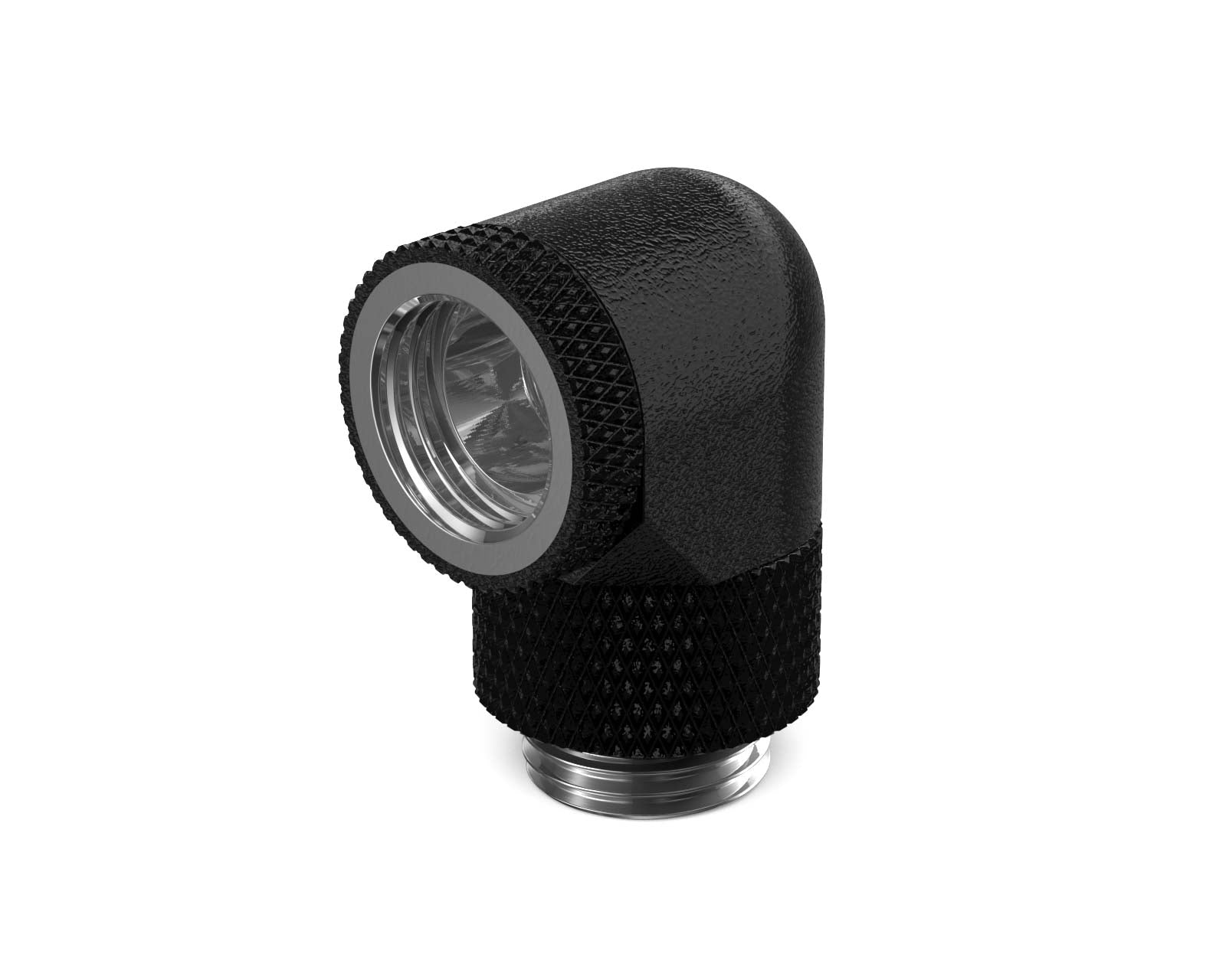 BSTOCK:PrimoChill Male to Female G1/4 90 Degree SX Dual Rotary Elbow Fitting - TX Matte Black