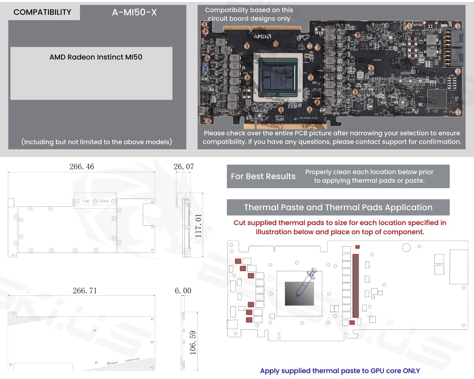 Bykski Metal/POM GPU Water Block and Backplate For AMD Radeon Instinct MI50 (A-MI50-X)