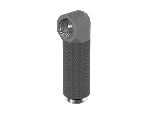 PrimoChill Male to Female G 1/4in. 90 Degree SX Rotary 40mm Extension Elbow Fitting - PrimoChill - KEEPING IT COOL TX Matte Gun Metal