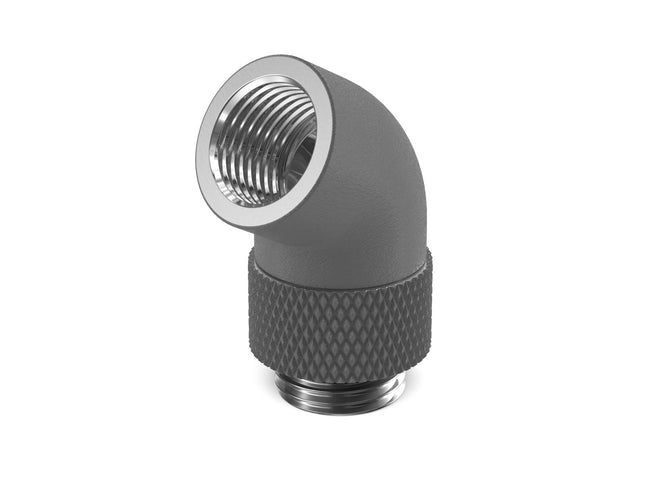 PrimoChill Male to Female G 1/4in. 60 Degree SX Rotary Elbow Fitting - PrimoChill - KEEPING IT COOL TX Matte Gun Metal