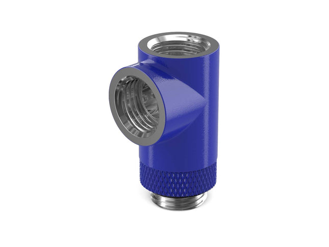 PrimoChill G 1/4in. Inline Rotary 3-Way SX Female T Adapter - PrimoChill - KEEPING IT COOL True Blue