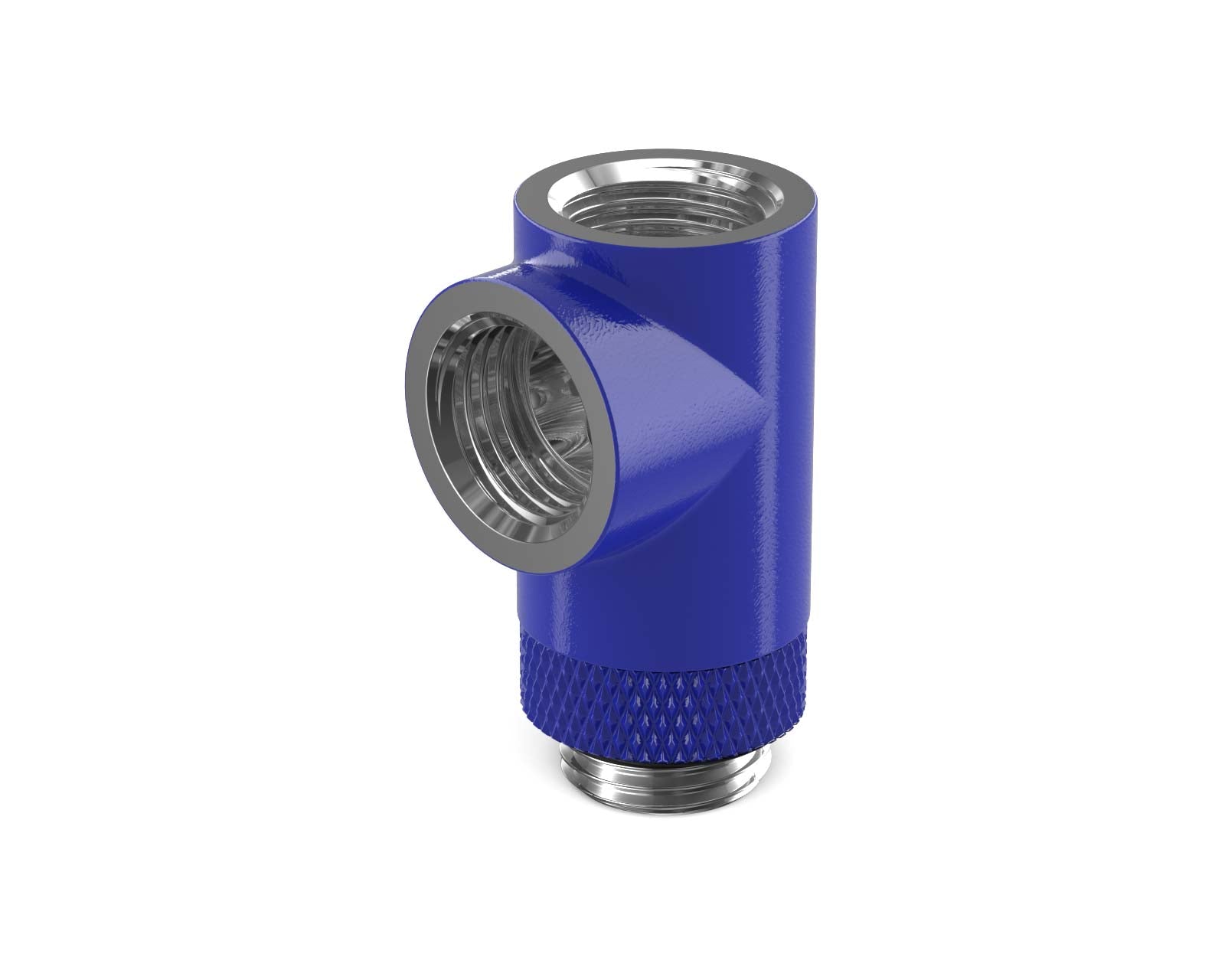 PrimoChill G 1/4in. Inline Rotary 3-Way SX Female T Adapter - PrimoChill - KEEPING IT COOL True Blue