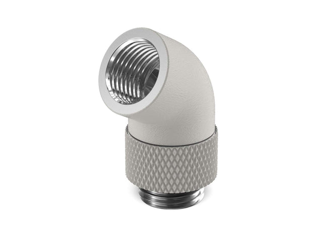 PrimoChill Male to Female G 1/4in. 60 Degree SX Rotary Elbow Fitting - PrimoChill - KEEPING IT COOL TX Matte Silver