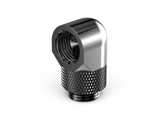 PrimoChill Male to Female G 1/4in. 90 Degree SX Rotary Elbow Fitting - PrimoChill - KEEPING IT COOL Dark Nickel