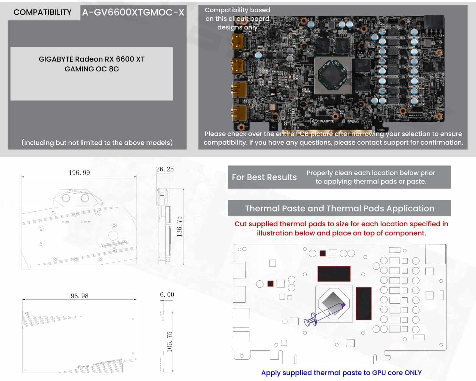 Bykski Full Coverage GPU Water Block and Backplate for GIGABYTE Radeon RX 6600 XT GAMING OC 8G (A-GV6600XTGMOC-X)