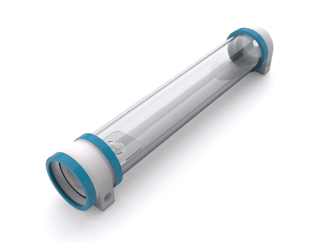 PrimoChill CTR Hard Mount Phase II High Flow D5 Enabled Reservoir - White POM - 360mm - PrimoChill - KEEPING IT COOL Sky Blue
