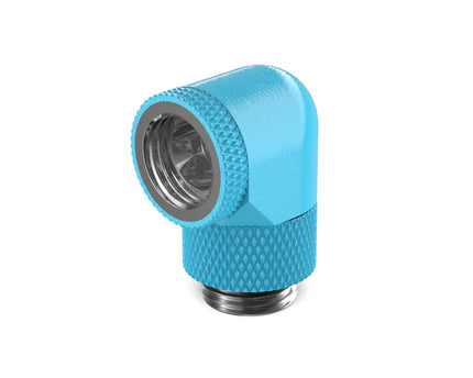 PrimoChill Male to Female G 1/4in. 90 Degree SX Dual Rotary Elbow Fitting - PrimoChill - KEEPING IT COOL Sky Blue