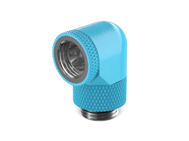 PrimoChill Male to Female G 1/4in. 90 Degree SX Dual Rotary Elbow Fitting - PrimoChill - KEEPING IT COOL Sky Blue