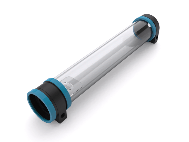 PrimoChill CTR Hard Mount Phase II High Flow D5 Enabled Reservoir - Black POM - 360mm - PrimoChill - KEEPING IT COOL Sky Blue