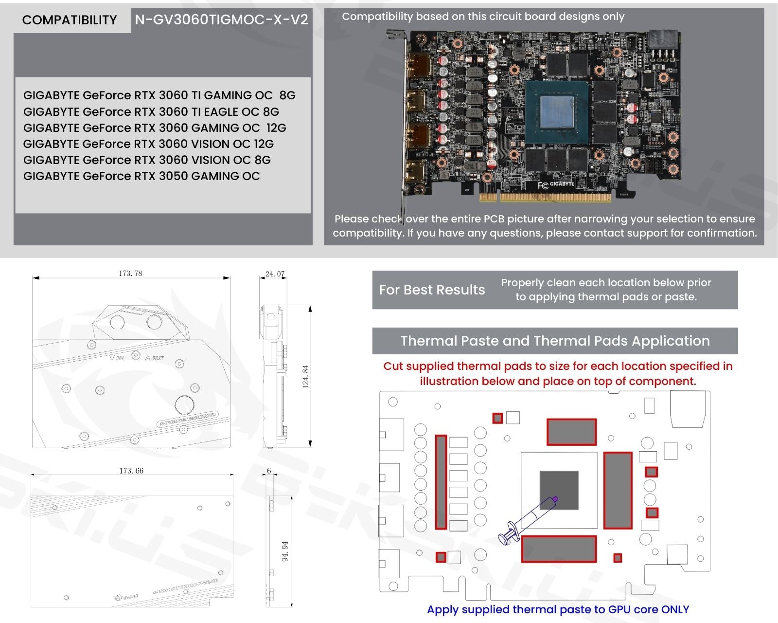 Bykski Full Coverage GPU Water Block and Backplate For GIGABYTE RTX 3060/3060TI (N-GV3060TIGMOC-X-V2)