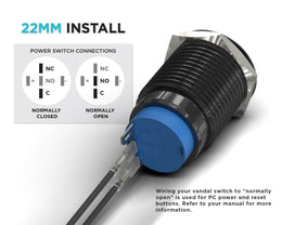 PrimoChill Silver Aluminum Latching Vandal Resistant Switch - 22mm - PrimoChill - KEEPING IT COOL