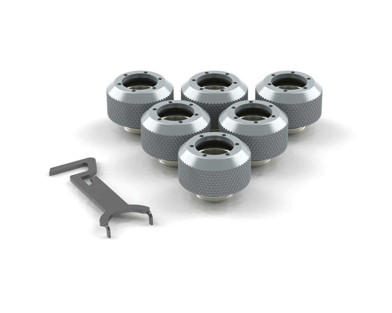 PrimoChill 1/2in. Rigid RevolverSX Series Fitting - 6 pack - PrimoChill - KEEPING IT COOL Silver