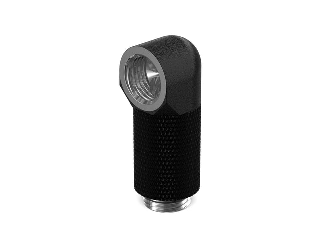 PrimoChill Male to Female G 1/4in. 90 Degree SX Rotary 25mm Extension Elbow Fitting - PrimoChill - KEEPING IT COOL TX Matte Black