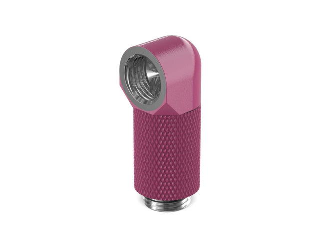 PrimoChill Male to Female G 1/4in. 90 Degree SX Rotary 25mm Extension Elbow Fitting - PrimoChill - KEEPING IT COOL Magenta