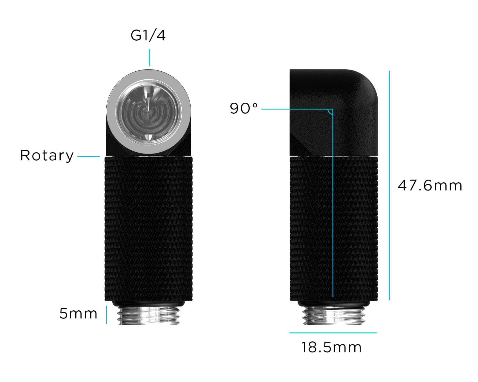 PrimoChill Male to Female G 1/4in. 90 Degree SX Rotary 30mm Extension Elbow Fitting - PrimoChill - KEEPING IT COOL