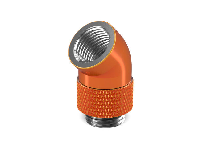 BSTOCK:PrimoChill Male to Female G 1/4in. 45 Degree SX Rotary Elbow Fitting - Candy Copper