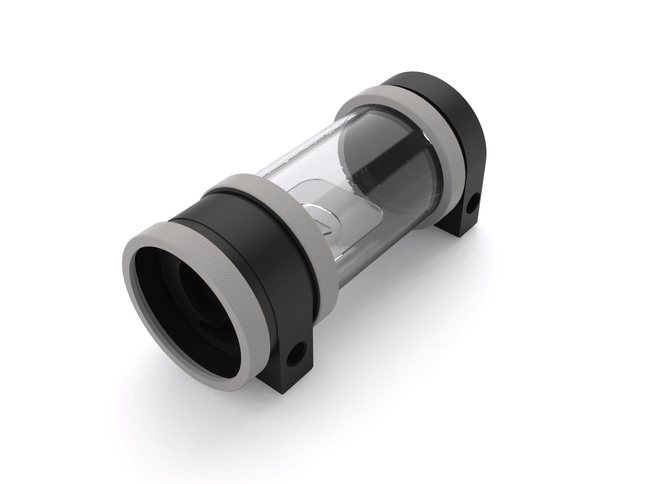 PrimoChill CTR Hard Mount Phase II High Flow D5 Enabled Reservoir - Black POM - 120mm - PrimoChill - KEEPING IT COOL TX Matte Silver