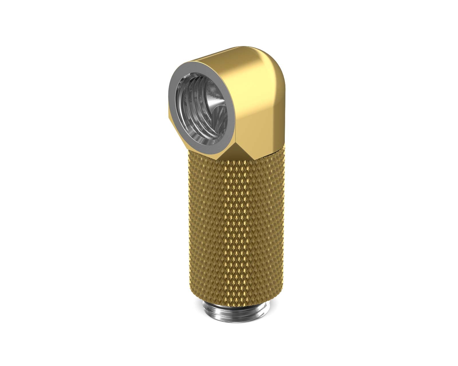 PrimoChill Male to Female G 1/4in. 90 Degree SX Rotary 30mm Extension Elbow Fitting - PrimoChill - KEEPING IT COOL Candy Gold