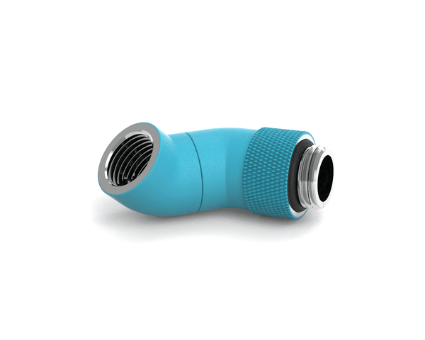 PrimoChill Male to Female G 1/4in. 90 Degree SX Dual Rotary Snake Fitting - PrimoChill - KEEPING IT COOL TX Matte PrimoBlue