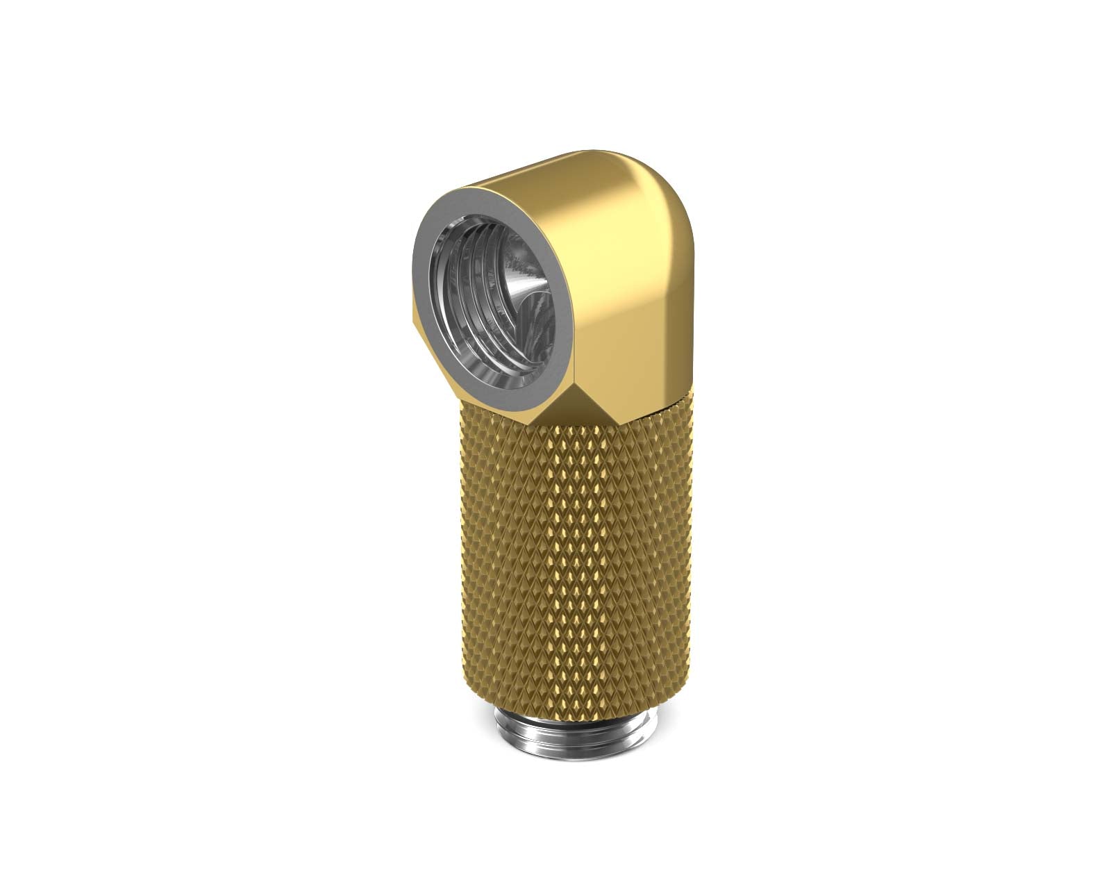 PrimoChill Male to Female G 1/4in. 90 Degree SX Rotary 25mm Extension Elbow Fitting - PrimoChill - KEEPING IT COOL Gold