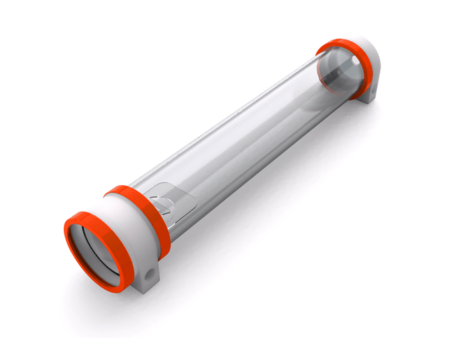 PrimoChill CTR Hard Mount Phase II High Flow D5 Enabled Reservoir - White POM - 360mm - PrimoChill - KEEPING IT COOL UV Orange