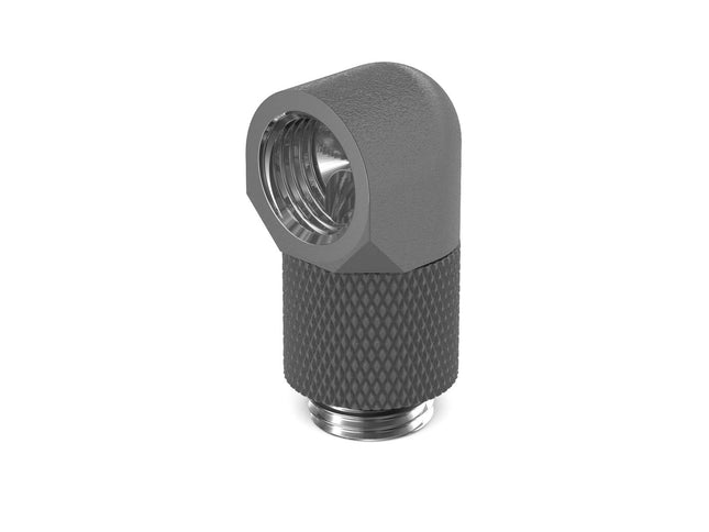 PrimoChill Male to Female G 1/4in. 90 Degree SX Rotary 15mm Extension Elbow Fitting - PrimoChill - KEEPING IT COOL TX Matte Gun Metal