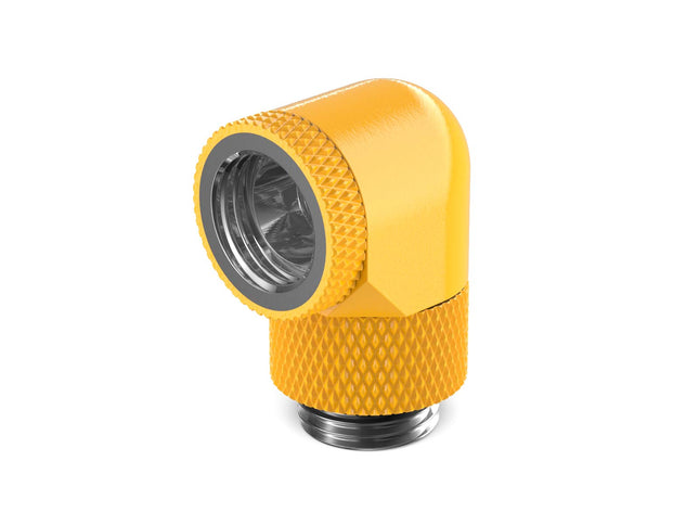 PrimoChill Male to Female G 1/4in. 90 Degree SX Dual Rotary Elbow Fitting - PrimoChill - KEEPING IT COOL Yellow