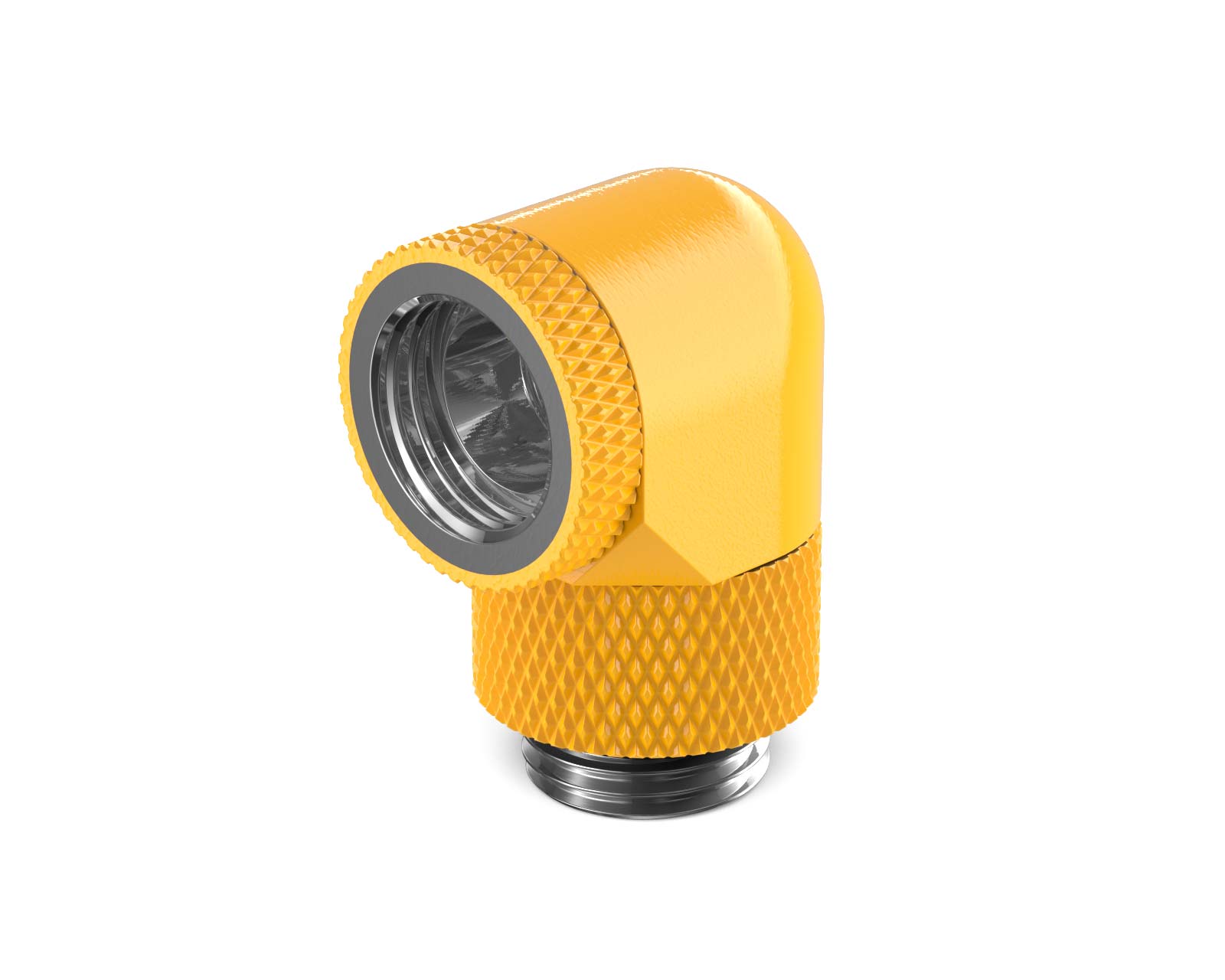 PrimoChill Male to Female G 1/4in. 90 Degree SX Dual Rotary Elbow Fitting - PrimoChill - KEEPING IT COOL Yellow