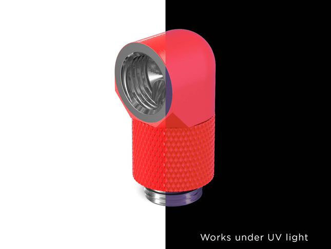 PrimoChill Male to Female G 1/4in. 90 Degree SX Rotary 15mm Extension Elbow Fitting - PrimoChill - KEEPING IT COOL UV Red