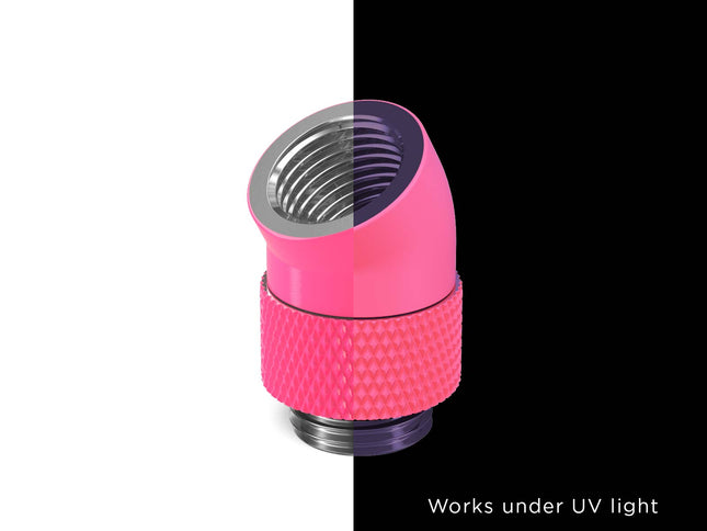 PrimoChill Male to Female G 1/4in. 30 Degree SX Rotary Elbow Fitting - PrimoChill - KEEPING IT COOL UV Pink