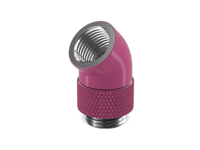 PrimoChill Male to Female G 1/4in. 45 Degree SX Rotary Elbow Fitting - PrimoChill - KEEPING IT COOL Magenta