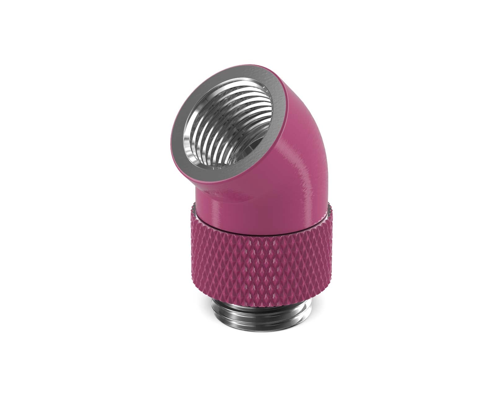 PrimoChill Male to Female G 1/4in. 45 Degree SX Rotary Elbow Fitting - PrimoChill - KEEPING IT COOL Magenta