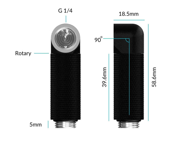 PrimoChill Male to Female G 1/4in. 90 Degree SX Rotary 40mm Extension Elbow Fitting - PrimoChill - KEEPING IT COOL