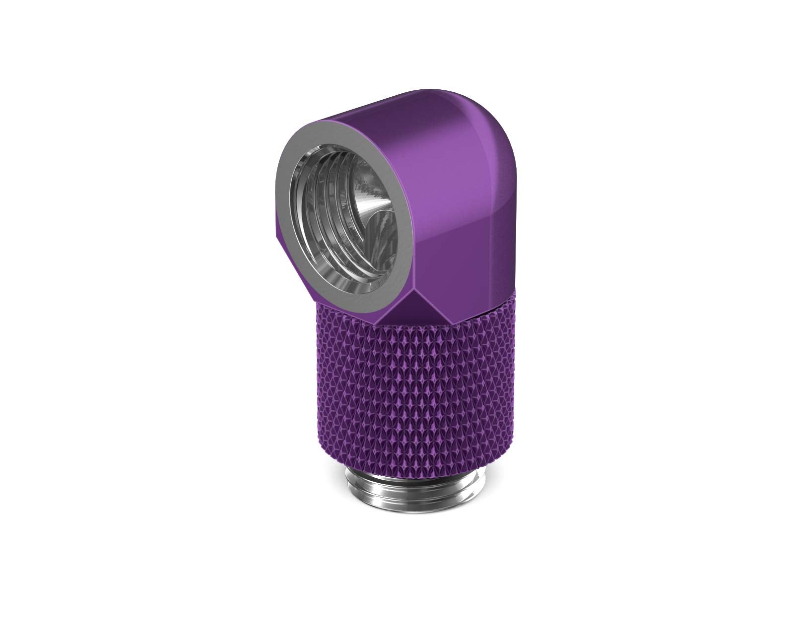 PrimoChill Male to Female G 1/4in. 90 Degree SX Rotary 15mm Extension Elbow Fitting - PrimoChill - KEEPING IT COOL Candy Purple
