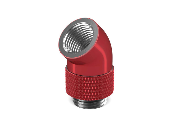 PrimoChill Male to Female G 1/4in. 45 Degree SX Rotary Elbow Fitting - PrimoChill - KEEPING IT COOL Candy Red