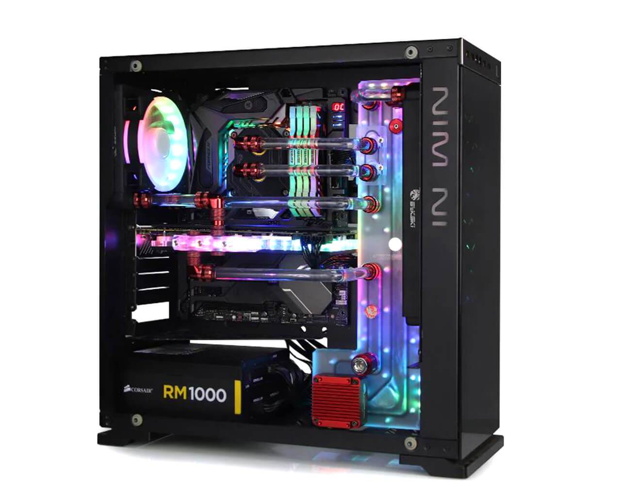 Bykski Distro Plate For InWin 805 - FROSTED PMMA w/ 5v Addressable RGB (RBW) - Pump Included (RGV-INW-805-P-F-K)