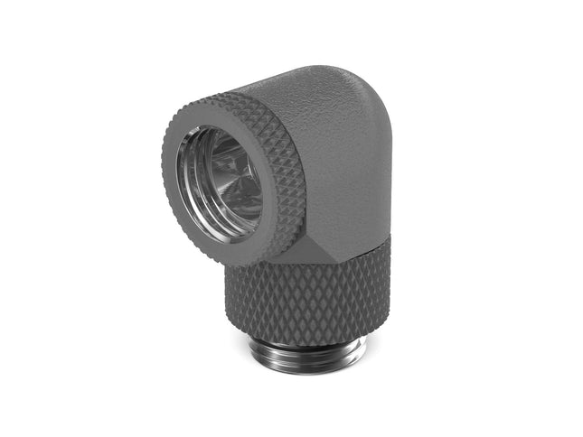 PrimoChill Male to Female G 1/4in. 90 Degree SX Dual Rotary Elbow Fitting - PrimoChill - KEEPING IT COOL TX Matte Gun Metal