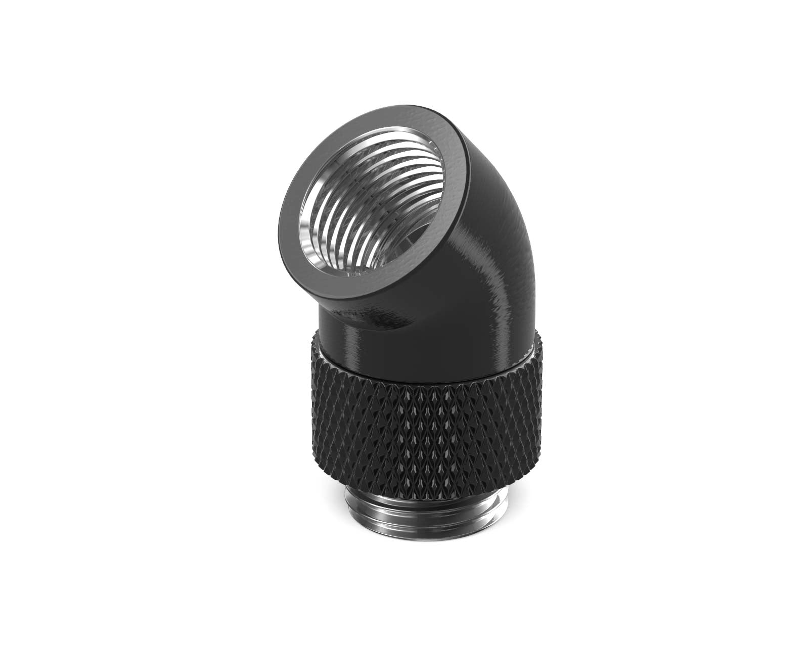 PrimoChill Male to Female G 1/4in. 45 Degree SX Rotary Elbow Fitting - PrimoChill - KEEPING IT COOL Satin Black