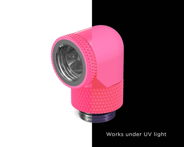 PrimoChill Male to Female G 1/4in. 90 Degree SX Dual Rotary Elbow Fitting - PrimoChill - KEEPING IT COOL UV Pink