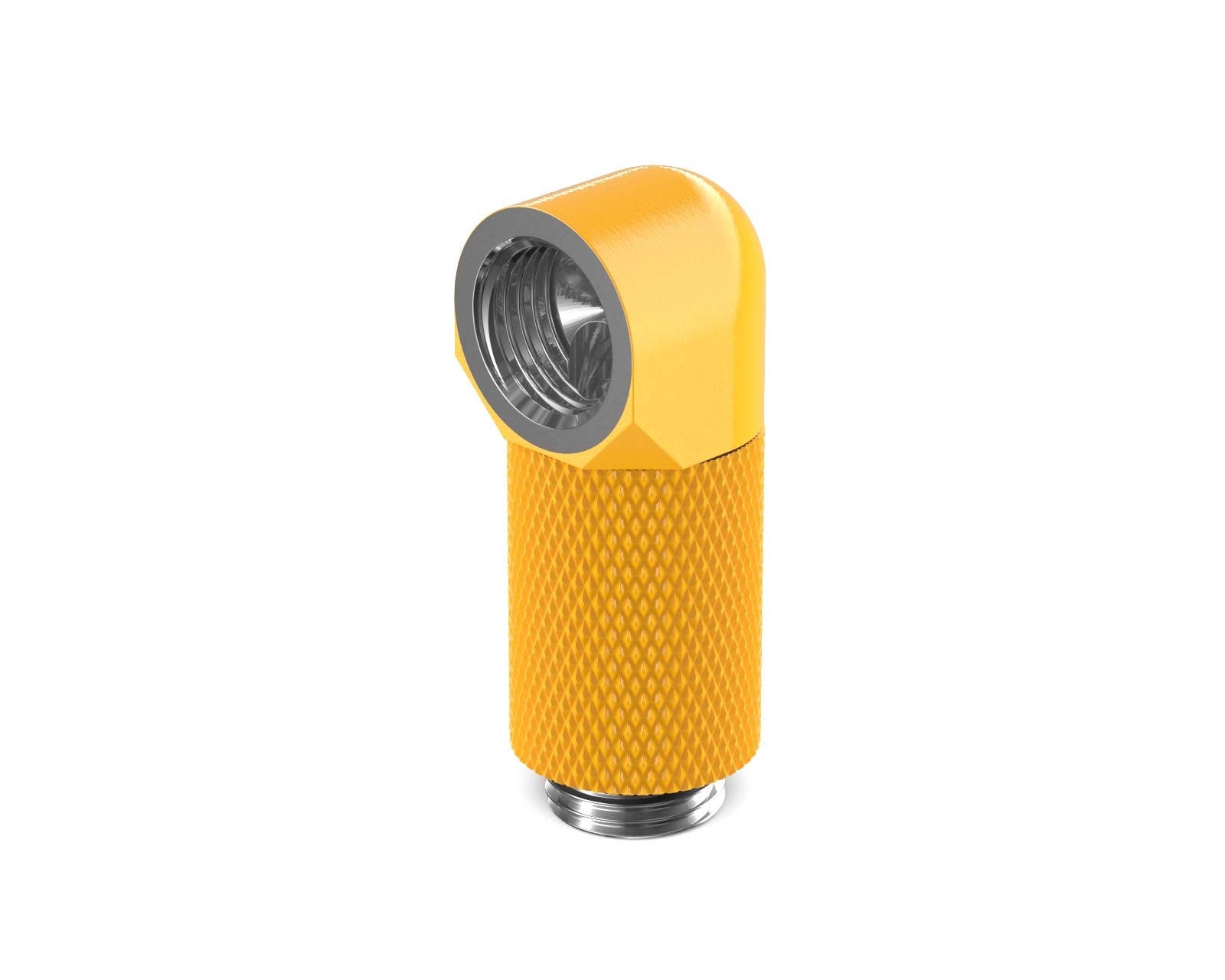 PrimoChill Male to Female G 1/4in. 90 Degree SX Rotary 25mm Extension Elbow Fitting - PrimoChill - KEEPING IT COOL Yellow