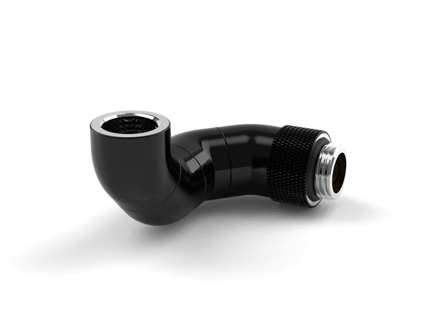 BSTOCK: PrimoChill Male to Female G 1/4 180 Degree Triple Rotary Elbow Fitting - Satin Black