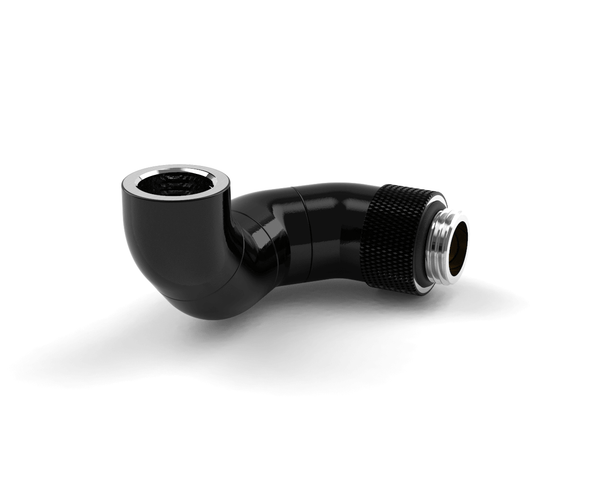 BSTOCK: PrimoChill Male to Female G 1/4 180 Degree Triple Rotary Elbow Fitting - Satin Black