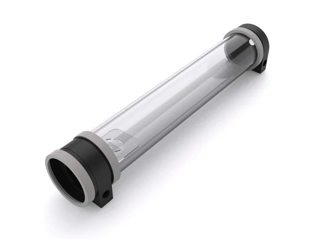 PrimoChill CTR Hard Mount Phase II High Flow D5 Enabled Reservoir - Black POM - 360mm - PrimoChill - KEEPING IT COOL TX Matte Silver