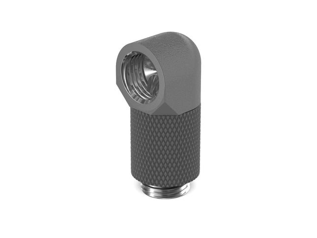 PrimoChill Male to Female G 1/4in. 90 Degree SX Rotary 20mm Extension Elbow Fitting - PrimoChill - KEEPING IT COOL TX Matte Gun Metal