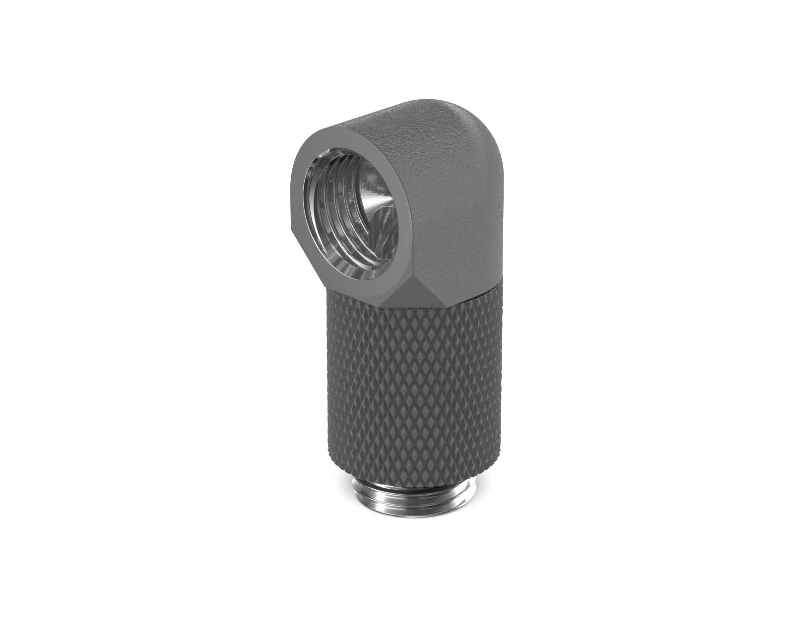 PrimoChill Male to Female G 1/4in. 90 Degree SX Rotary 20mm Extension Elbow Fitting - PrimoChill - KEEPING IT COOL TX Matte Gun Metal